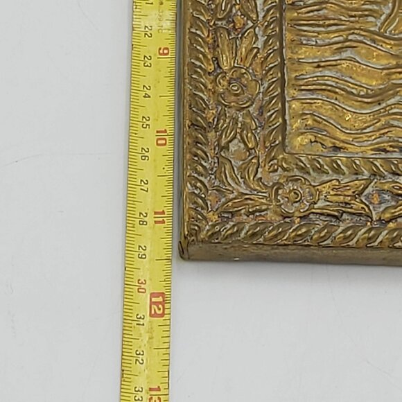 Embossed Brass Wall Hanging-Sailboat -Windmill-Holland Scene- 16"x11.5" Vintage - Picture 10 of 10